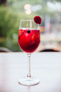 Close-up of drink served on table