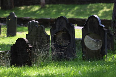 View of cemetery on field