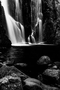 Scenic view of waterfall in forest