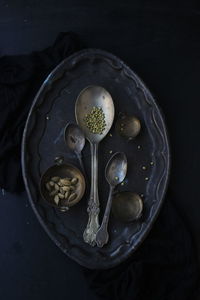 High angle view of ice cream on table