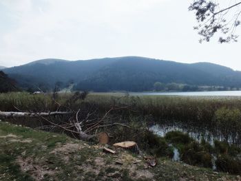 Scenic view of mountains against sky