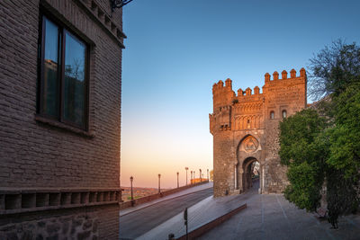 Low angle view of historic building against clear sky