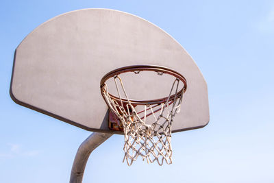 Low angle view of basketball hoop against sky