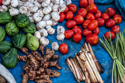 High angle view of vegetables