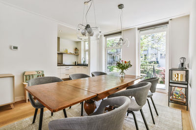 Empty chairs and table at home