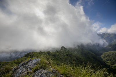 Scenic view of mountains against sky