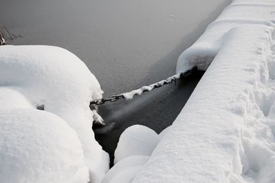 Close-up of snow on water