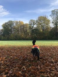 Full length of man on field during autumn