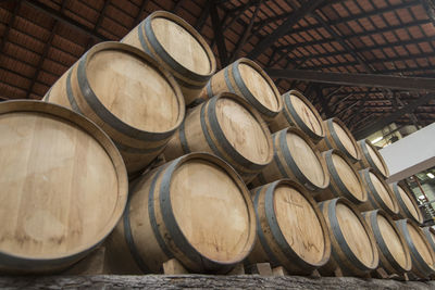 Full frame shot of wine bottles