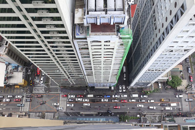 High angle view of street amidst buildings in city