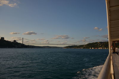 Scenic view of bay against sky