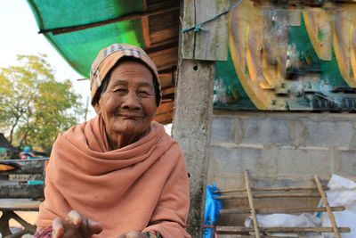 Close-up of senior woman in the winter.