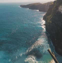 High angle view of sea and rocks