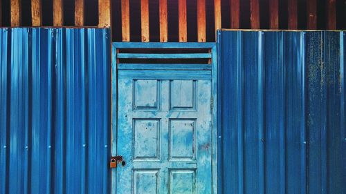 Close-up of closed blue door