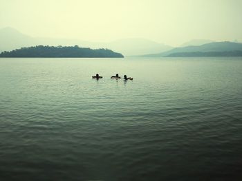 Scenic view of lake against clear sky
