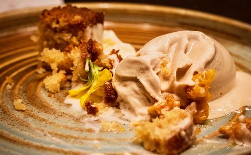 Close-up of ice cream in plate