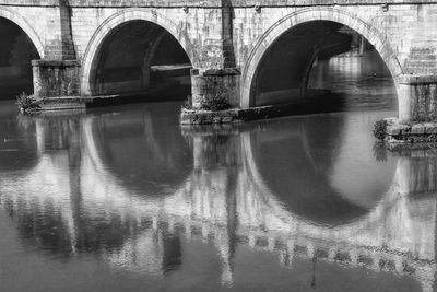 Reflection of bridge in water