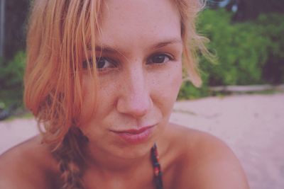 Close-up portrait of beautiful young woman