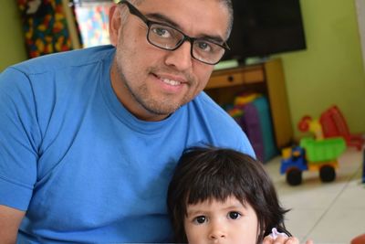 Portrait of father with baby boy