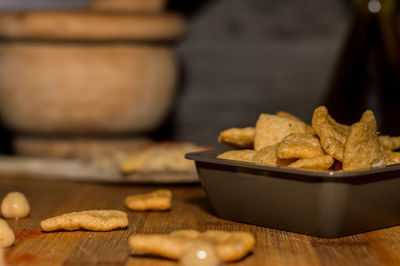 Close-up of food on cutting board
