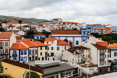 High angle view of buildings in city