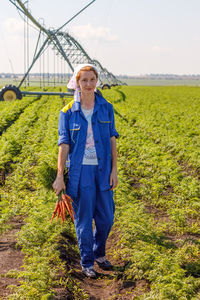 Woman working on agricultural field