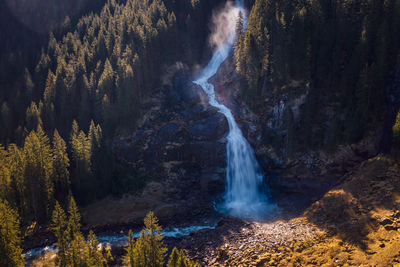 Long exposure image of the famous krimml alpine waterfalls in krimml, salzburg, austria