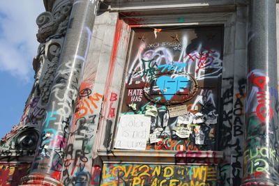 Low angle view of graffiti on building