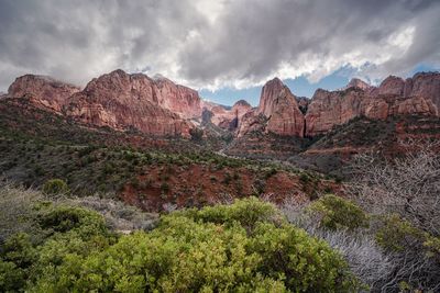 The clouds moving over nagunt mesa mountain in kolob canyons, utah, usa