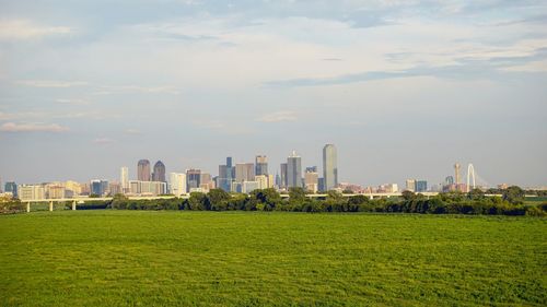 View of city against cloudy sky