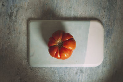 High angle view of orange on table