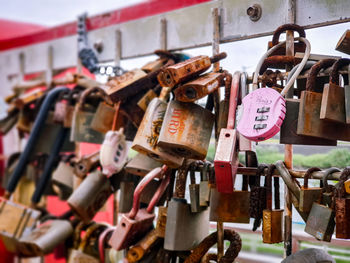 Close-up of padlocks