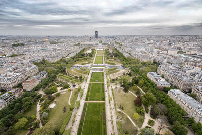 High angle view of buildings in city