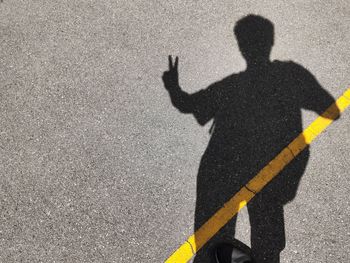 Shadow of man on road