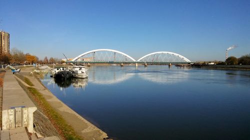 Bridge over river against clear sky