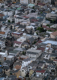 High angle view of buildings in town