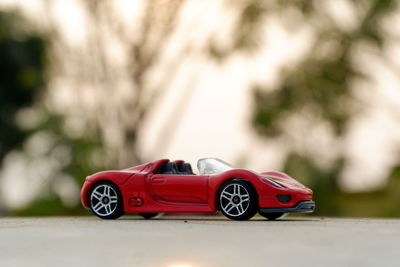 Close-up of toy car on table