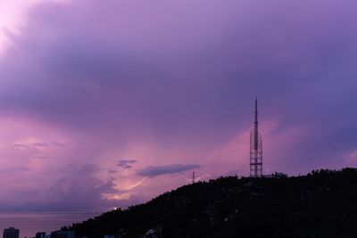 Silhouette of building against sky at sunset