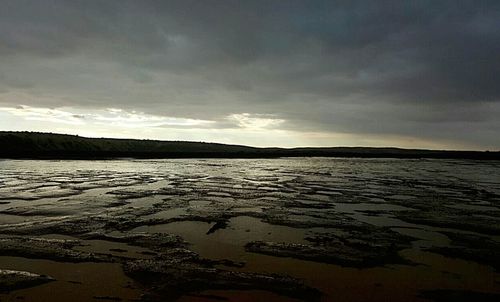 Scenic view of sea against cloudy sky