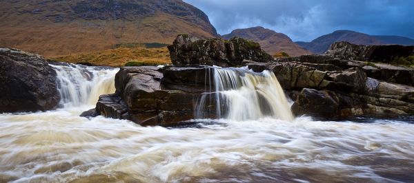 Scenic view of waterfall