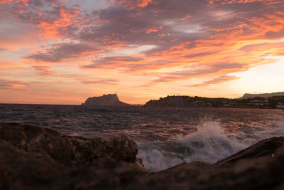 Scenic view of sea at sunset