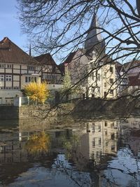Reflection of buildings in water