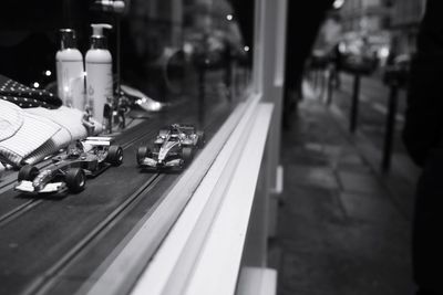 Close-up of illuminated street light