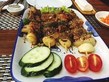 Close-up of served food in plate