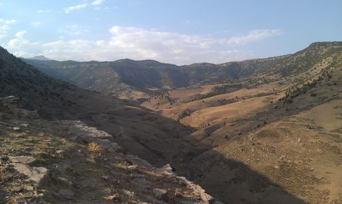 Scenic view of mountains against sky