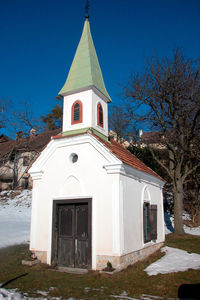 Exterior of building against blue sky