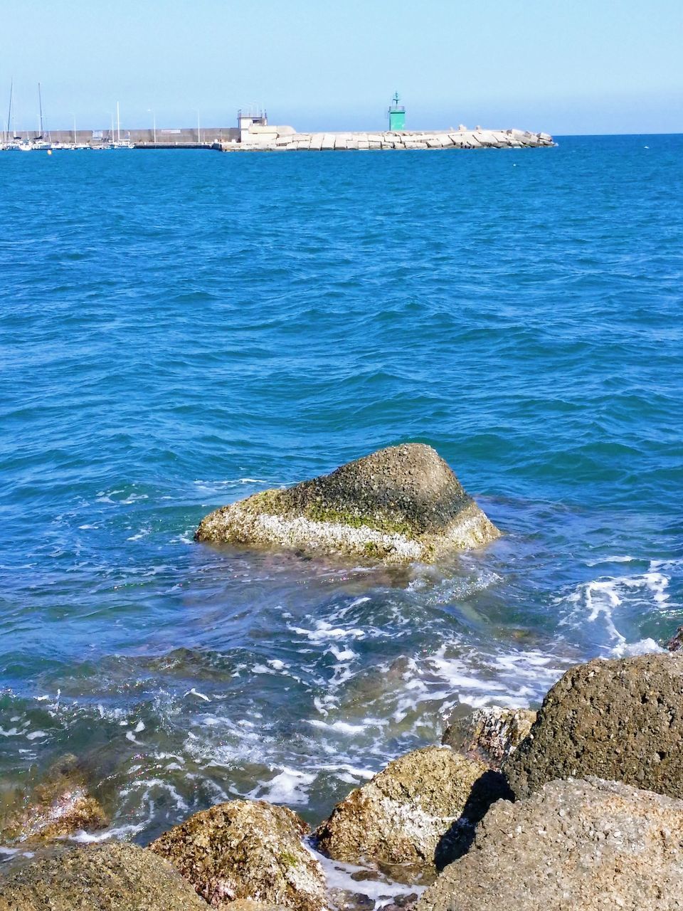 SCENIC VIEW OF SEA AGAINST ROCKS