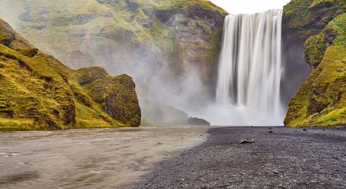 Scenic view of waterfall