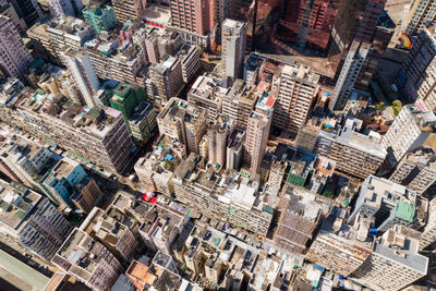 High angle view of buildings in city