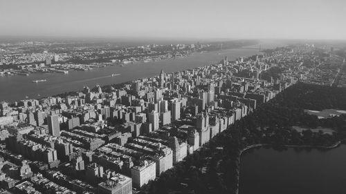 View of cityscape with sea in background